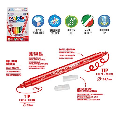 Carioca Set Rotuladores Locos | Kit Rotuladores de Colores Divertidos para Lettering, con Sellos Pastel, Mágicos, Perfume y Muchos Más, con Punta Maxi y Fina, Colores Surtidos 74 Unidades