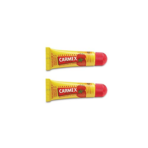Carmex Lip Balm Original, Cherry o Strawberry 2 Pack - Bálsamo labial original Pot Pack de 2… (Carmex Tube Strawberry)