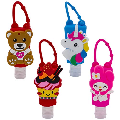 Carnavalife, Juego Accesorios, 4 Botes para Gel, Diseños Divertidas, Bote Llavero para Colgar, para Adulto y Niños