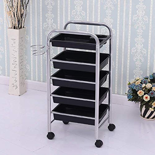 Carro, carro médico, Comer coches, Recoger, Médico carro de la herramienta de 5 gradas del salón de belleza cesta con cajones y Secador de pelo Holder, Utilidad tatuaje Spa Peluquería carro, balanceo
