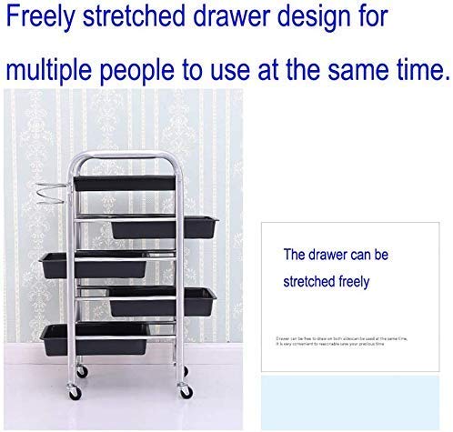 Carro, carro médico, Comer coches, Recoger, Médico carro de la herramienta de 5 gradas del salón de belleza cesta con cajones y Secador de pelo Holder, Utilidad tatuaje Spa Peluquería carro, balanceo