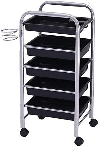Carro, carro médico, Comer coches, Recoger, Médico carro de la herramienta de 5 gradas del salón de belleza cesta con cajones y Secador de pelo Holder, Utilidad tatuaje Spa Peluquería carro, balanceo