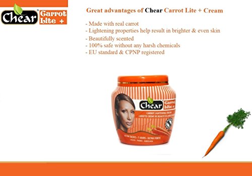 Carrot Lite+ - Tarro de crema corporal para blanqueamiento de la piel, 300 ml, con extractos de zanahoria
