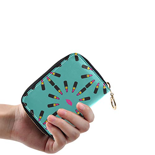 Cartera de la Tarjeta Monedero Chica de Moda Bálsamo Labial Lápiz Labial Estuche para Tarjetas de crédito Estuche para Tarjetas de crédito Cuero de la PU Estuche para Tarjetas de crédito de tamaño co