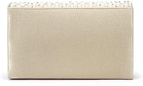 Cartera de Mano para Mujer Bolso de Fiesta Boda Salidas Bolso de Satén tipo clutch (Beige)