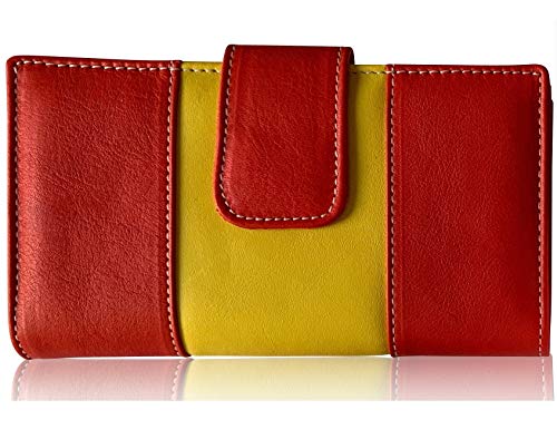 Cartera Mujer Monedero de Mujer Billetero Piel LEGADO España señora Cuero Grande Gran Capacidad Hecho en Ubrique España Regalo Pulsera Bandera ESPAÑA y Tarjeta de Proteccion RFID (Mediana)