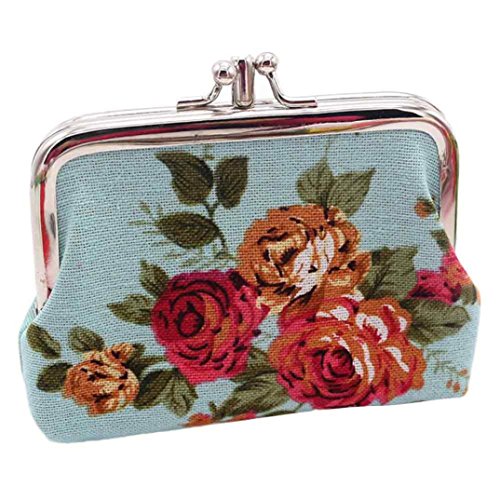 Cartera Mujer Pequeña Tela Monedero de Elegante y Moda Azul para Niña por ESAILQ C