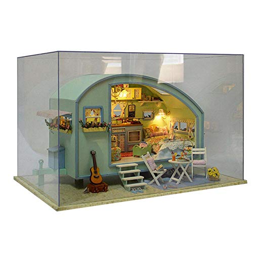 Casa De Muñecas En Miniatura con Muebles, Kit De Casa De Muñecas De Madera De Bricolaje, Incluye Luz LED, Sala Creativa A Escala 1:24, Regalos Creativos Modelo | Viaje En El Tiempo |