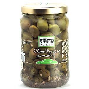 Casa rinaldi olivo preziose con mandorle/aceitunas verdes con relleno almendras 290 gr.