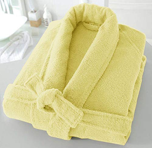 Casabella - Albornoz de rizo de 500 g/m², 100 % algodón, con cuello esmoquin, unisex, algodón, crema, L/XL