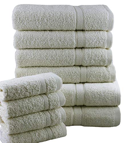 Casabella - Juego de toallas de baño (10 unidades), algodón, crema, 10 unidades
