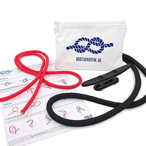 Casafilo Equipo de nudos para licencia de navegación, dos cuerdas, cornamusa con ventosas, instrucciones de nudo y curso de vídeo online