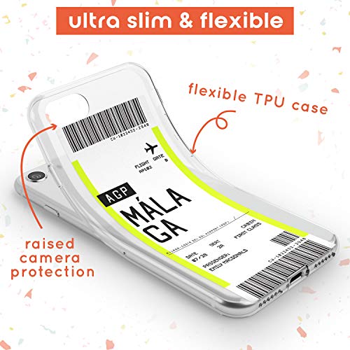 Case Warehouse Boarding Pass Personalizada de entradas: Málaga Slim Funda para iPhone 7 Plus TPU Protector Ligero Phone Protectora con Personalizado Viajero Pasión