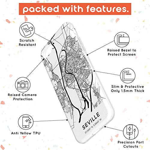 Case Warehouse Mapa de Sevilla, España Slim Funda para iPhone 6 TPU Protector Ligero Phone Protectora con Viaje Pasión De Viajar Europa Ciudad Calles