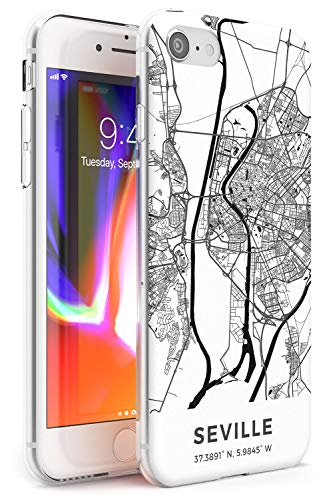 Case Warehouse Mapa de Sevilla, España Slim Funda para iPhone 6 TPU Protector Ligero Phone Protectora con Viaje Pasión De Viajar Europa Ciudad Calles