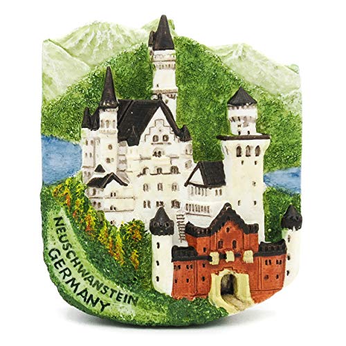 Castillo de Neuschwanstein Alemania Imán de resina pintado a mano 3D Recuerdo Puerta de Brandemburgo Schwangau Catedral de Colonia Colonia Berliner Fernsehturm Múnich Monumento al Muro de Berlín