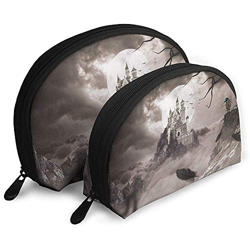 Castles Crows Night Moon Crag Bolsas portátiles Bolsa de Maquillaje Bolsa de Aseo Bolsas de Viaje portátiles multifunción Pequeña Bolsa de Embrague de Maquillaje con Cremallera