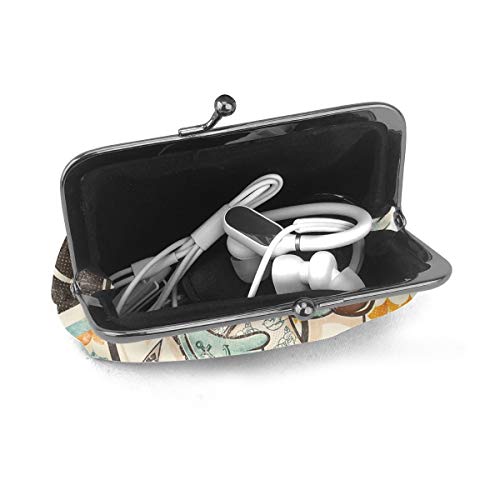 Catch Me If You Can - Bolsa de cambio de cuero para monedero, cierre de beso, mini cosméticos de maquillaje para mujeres y niñas