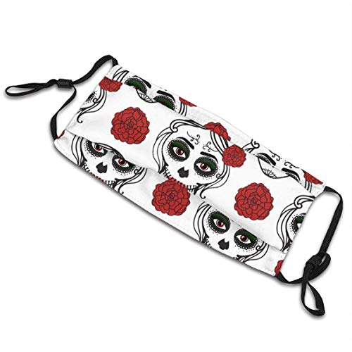 Catrina Mujer con Maquillaje De Calavera De Azúcar Decoraciones Faciales Sombreros FA-CE Co-Ver con Bandana De Filtro