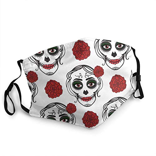 Catrina Mujer con Maquillaje De Calavera De Azúcar Decoraciones Faciales Sombreros FA-CE Co-Ver con Bandana De Filtro
