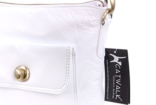 CATWALK COLLECTION - Laura - Bolso bandolera - Cuero - Blanco