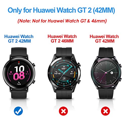 CAVN protector de pantalla Compatible con Huawei Watch GT 2 42mm, 2 unidades de TPU suave, resistente a los arañazos, a prueba de arañazos, carcasa protector para GT 2 42mm