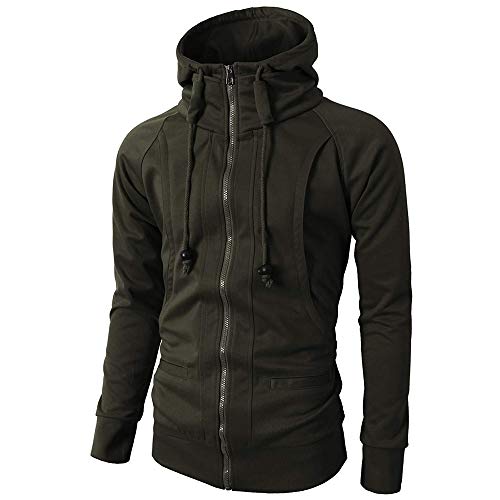 Cebbay Liquidación Sudadera para Hombre Otoño e Invierno Bolsillo con Cremallera con Capucha Delgado Sudadera con Capucha para Hombre(Ejercito Verde, EU Size 2XL = Tag 3XL)