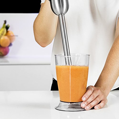 Cecotec Batidora de Mano Powerful Titanium 1000 Pie XL, 21 Niveles y Turbo, Recubrimiento de Titanio, 1000W, 1 Accesorio, Acero/Negro