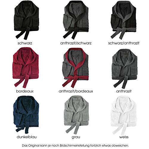 CelinaTex Borkum Albornoz Capucha Uni Largo Bolsillos de Parche Bolsillo de Pecho Caballeros 100% Algodón XXL Burdeos