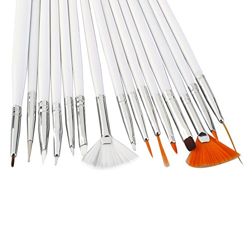 CellDeal 20pcs Nail Art Designing Painting Dotting Detailing Pen Brushes Bundle Tool Kit