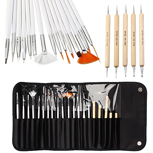 CellDeal 20pcs Nail Art Designing Painting Dotting Detailing Pen Brushes Bundle Tool Kit
