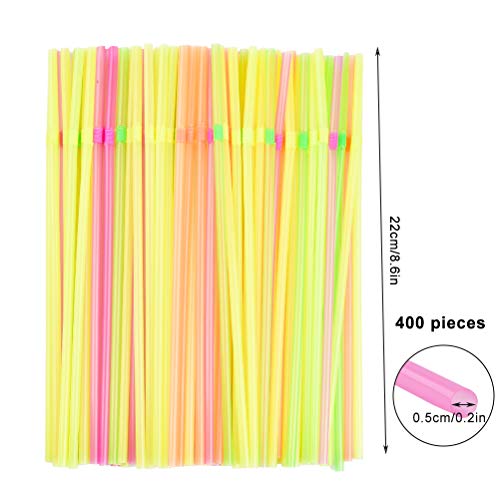 CENBEN Pajitas 400 pajitas de plástico Pajitas Desechables de Material PP de Calidad alimentaria Pajitas Brillantes Pajitas Flexibles Apto para Alimentos, ecológico