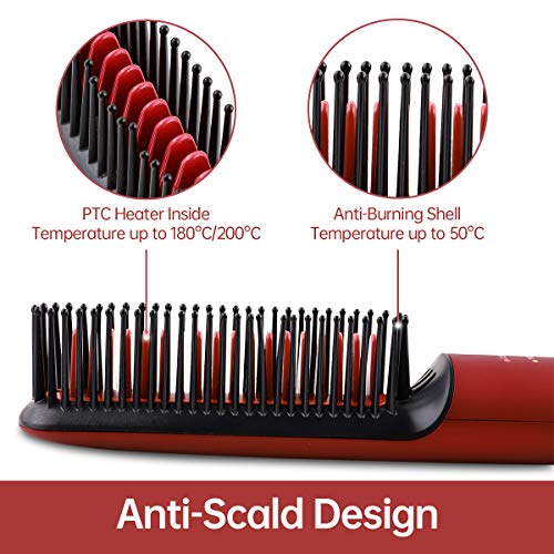 Cepillo Alisador de Pelo Plancha de Pelo Ionico Cerámico Eléctrico 3 en 1 Profesional Portátil para Alisar El Cabello Rápido con Iones Negativos Generador y 3 Temperatura Ajustable para Mujer y Hombre