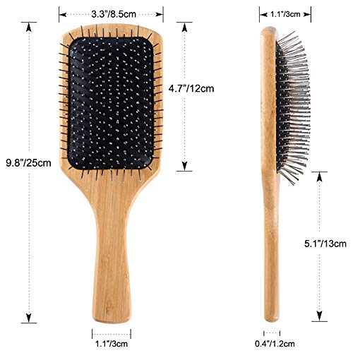 Cepillo Bambu,LUOLLOVE Cepillo Pelo con Cerdas Naturales,Hair Comb Anti Static,Regalo Cepillo Cabello para Mujer,Hombres y Niños(C Tipo)