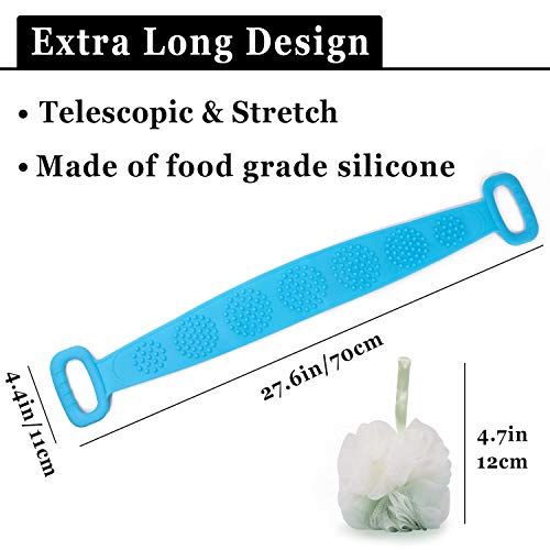 Cepillo cuerpo silicona y Esponjas de baño 2 EN 1,KarDition Cepillo espalda ducha[Cepillo suave y masaje de superficie convexa redonda] [Fácil de exfoliar]limpiar y mejorar las hemorroides de espalda