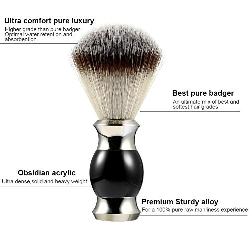Cepillo de afeitado GRUTTI apto para veganos, de fibra silvertip sintética, para peluquería y barba, color dorado