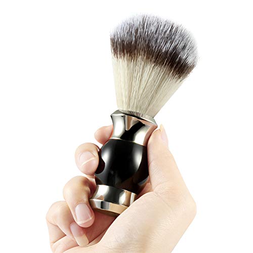 Cepillo de afeitado GRUTTI apto para veganos, de fibra silvertip sintética, para peluquería y barba, color dorado