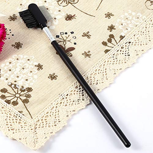 Cepillo de cejas Pestaña Mango De Madera Mango Doble Extensión Metal Acero Maquillaje Cepillo Cosmético Herramienta de Maquillaje Profesional