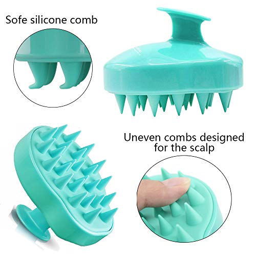Cepillo de champú Siliscrub para champú y masajeador de cuero cabelludo, cepillo de cuidado del cuero cabelludo de silicona con cabezal de cepillo suave de silicona (verde)