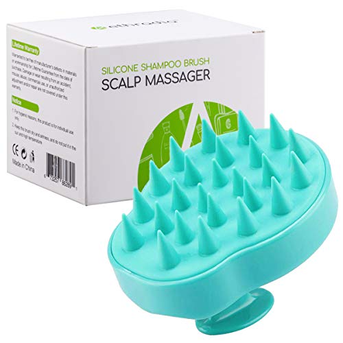 Cepillo de champú Siliscrub para champú y masajeador de cuero cabelludo, cepillo de cuidado del cuero cabelludo de silicona con cabezal de cepillo suave de silicona (verde)