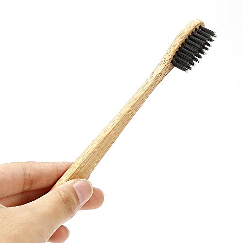 Cepillo de dientes de bambú natural, nailon negro afilado, carbón inyectado, cepillo de dientes, suave sin BPA, de nailon, erizo, limpiador de gomas sensible para viajes