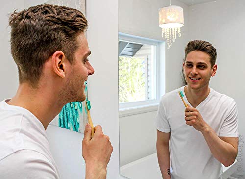 Cepillo de dientes de bambú para adultos y adolescentes |Juego de 8 cepillos biodegradables de cepillo de dientes | Bambú de Moso ecológico ecológico con mangos ergonómicos y cerdas de nailon medianas