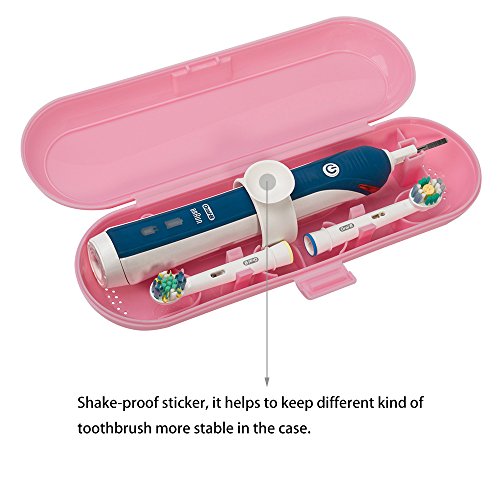 Cepillo de dientes eléctrico de plástico Estuche de viaje compatible con la serie Pro, 2 paquetes (azul y rosado)