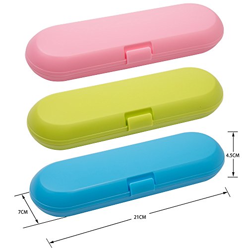 Cepillo de dientes eléctrico de plástico Estuche de viaje compatible con Oral-B la serie Pro, 3 paquetes (azul, rosado y verde)