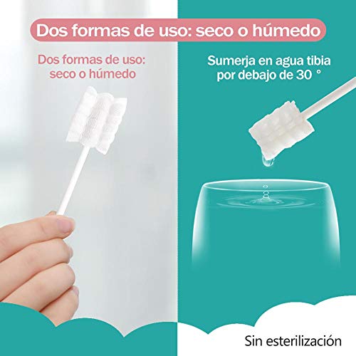 Cepillo de dientes para bebés, limpieza de cepillos de dientes para bebés de encías desechable Lengua Cepillo de dientes de gasa Palillo de limpieza oral para bebés Cuidado dental durante 0-36 meses