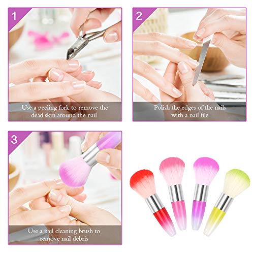 Cepillo de Limpieza de Uñas para Acrílico, 4 Piezas de Cepillo Limpiador de Polvo de Uñas Cepillo de Limpieza de Uñas para Artes de Uñas o Maquillaje (4 Colores)