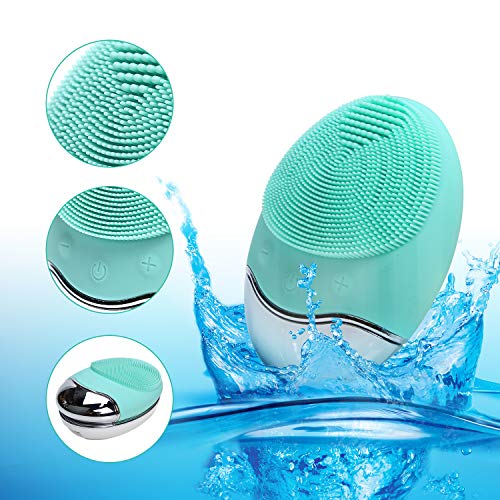Cepillo de Limpieza Facial, Colourstone 3 en 1 Resistente al Agua Eléctrica Masajeador Facial Exfoliante de Silicona para Limpieza Profunda de la Piel (Verde)