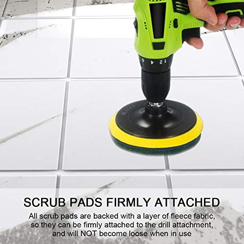 Cepillo de limpieza Swonuk 10 Piezas Brocha para taladro y Almohadillas de fregado Cepillo Limpiador Taladro para Duchas de Baños, Limpieza de Alfombras y Azulejos