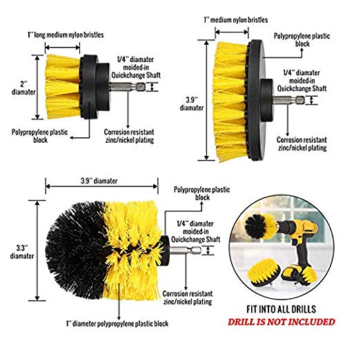 Cepillo de limpieza Swonuk 10 Piezas Brocha para taladro y Almohadillas de fregado Cepillo Limpiador Taladro para Duchas de Baños, Limpieza de Alfombras y Azulejos