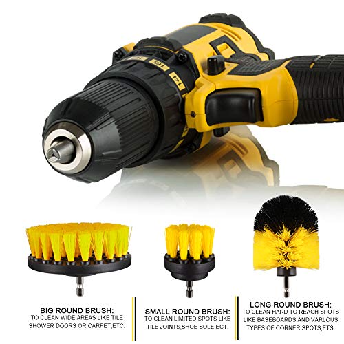 Cepillo de limpieza Swonuk 10 Piezas Brocha para taladro y Almohadillas de fregado Cepillo Limpiador Taladro para Duchas de Baños, Limpieza de Alfombras y Azulejos